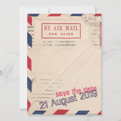 Vintage By Air Mail Flat Save The Date Card