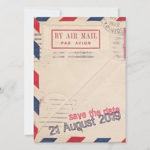 Vintage By Air Mail Save the Date Advice Card