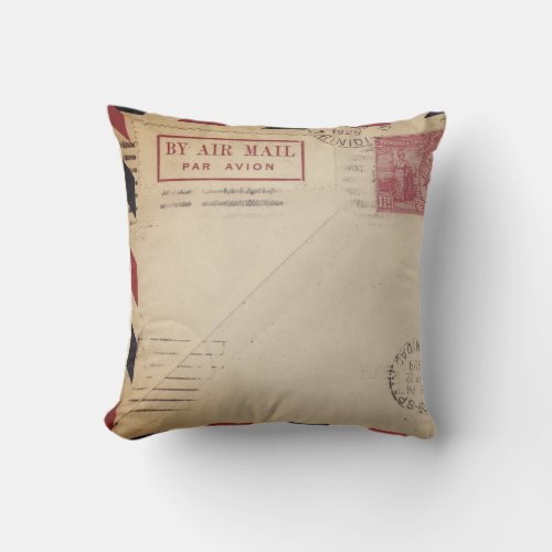 Vintage By Air Mail Throw Pillow