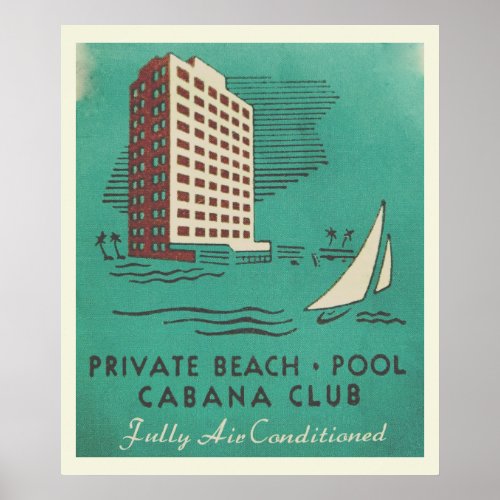 Vintage Cabana Club Miami Travel Poster