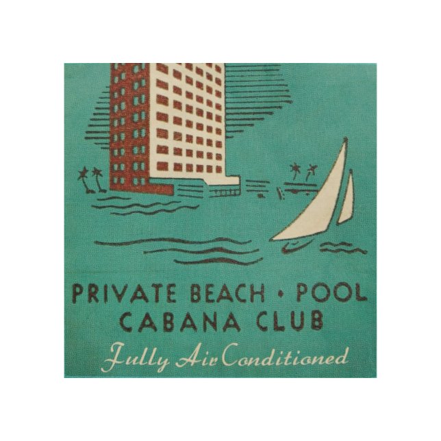 Vintage Cabana Club Miami Travel Wood Photo Print (Front)