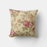 Vintage Cabbage Rose Design Throw Pillow at Zazzle