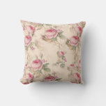 Vintage Cabbage Rose Design Throw Pillow at Zazzle