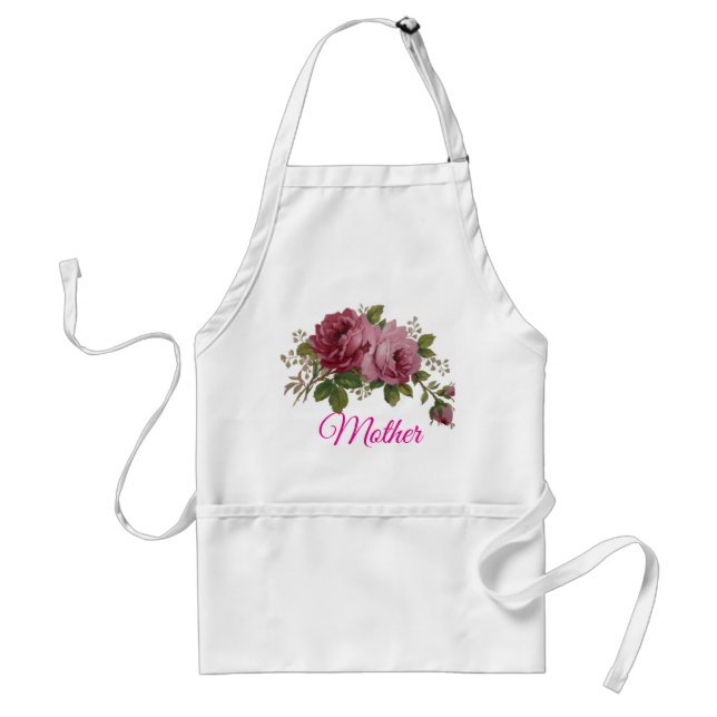 Vintage Cabbage Rose Elegance  Adult Apron (Front)