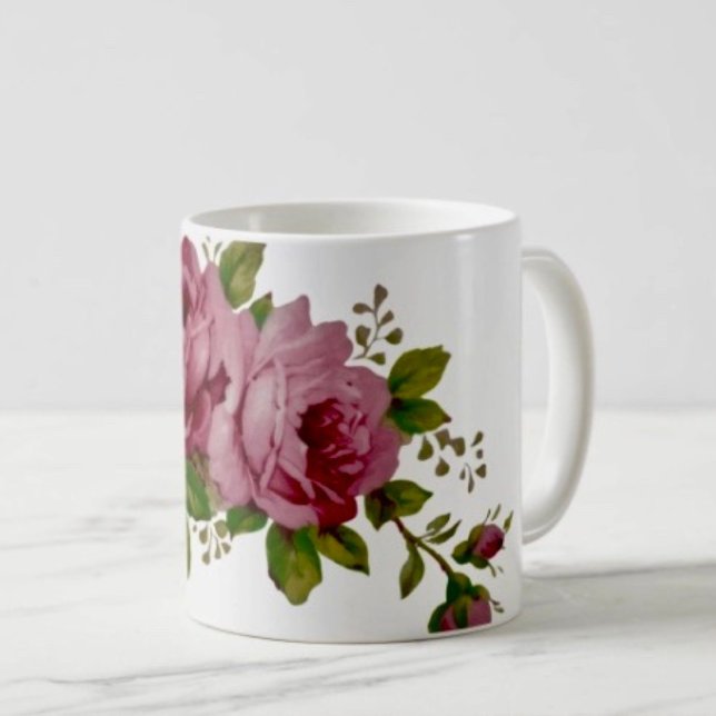 Vintage Cabbage Rose Elegance  Coffee Mug (Creator Uploaded)