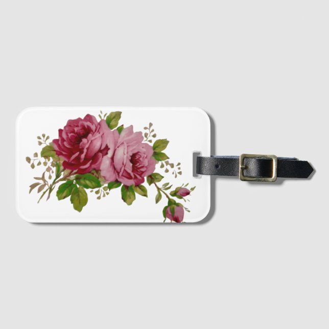 Vintage Cabbage Rose Elegance Luggage Tag (Front Horizontal)