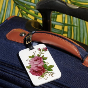 Vintage Cabbage Rose Elegance Luggage Tag