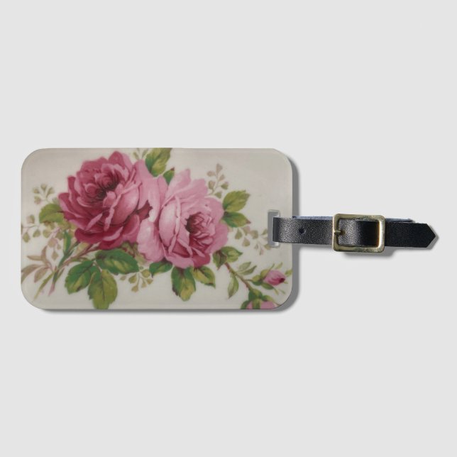 Vintage Cabbage Rose Elegance Luggage Tag (Front Horizontal)