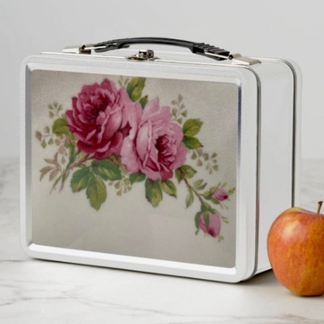 Vintage Cabbage Rose Elegance Metal Lunchbox (Creator Uploaded)