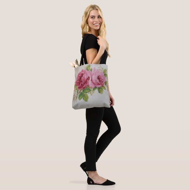Vintage Cabbage Rose Elegance Tote Bag (On Model)