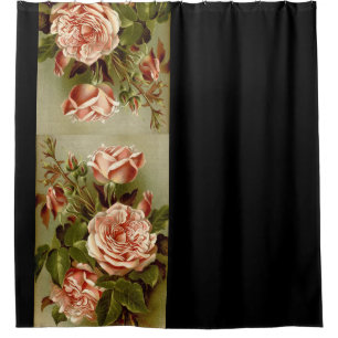 Vintage Cabbage Rose Flowers Floral Garden Shower Curtain