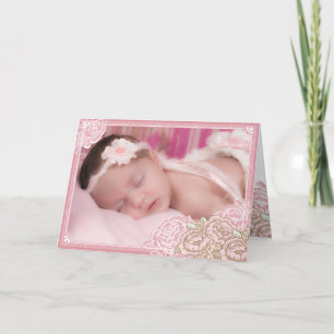 Vintage Cabbage Roses Photo Thank You