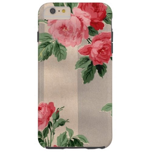 Vintage Cabbage Roses Wallpaper Print Tough iPhone 6 Plus Case