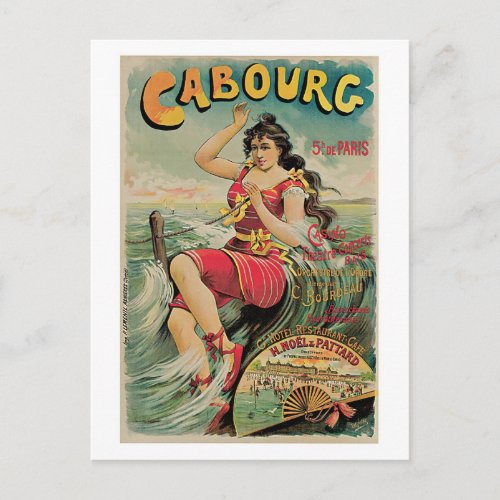 vintage Cabourg Calvados Normandy travel Ad Postcard