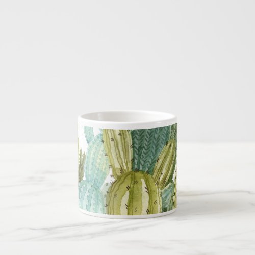 Vintage Cacti Blooming Watercolor Pattern Espresso Cup