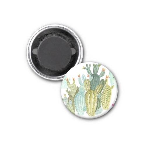 Vintage Cacti Blooming Watercolor Pattern Magnet