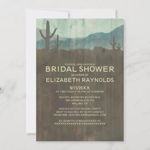Vintage Cactus Bridal Shower Invitations