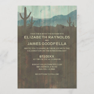 Vintage Cactus Wedding Invitations