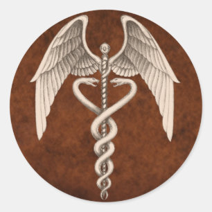 Vintage Caduceus Medical Symbol Business Stickers