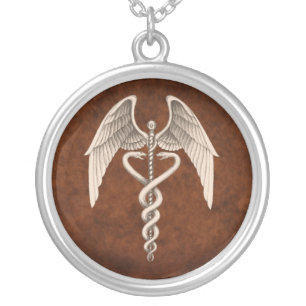 Vintage Caduceus Medical Winged Necklace