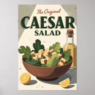 Vintage Caesar Salad Poster – Retro Kitchen Art