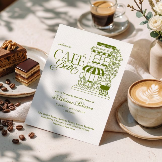 Vintage Café Bébé French Baby Shower Invitation (Creator Uploaded)