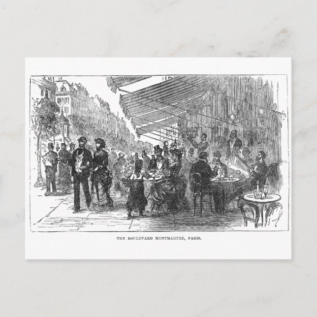 Vintage Cafe Boulevard Montmartre Paris Postcard (Front)