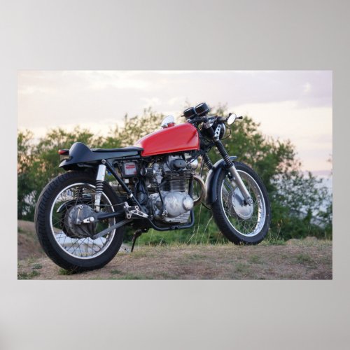 Vintage Cafe Racer Brat Motorcycle from 70s 2 Poster