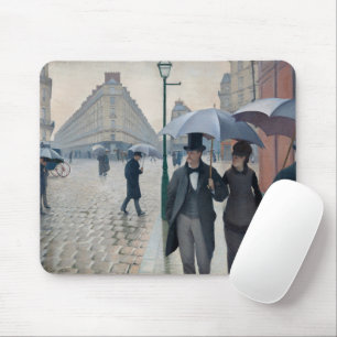 Vintage Caillebotte Paris Street Rainy Day Art Mouse Pad