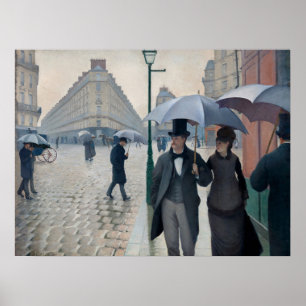Vintage Caillebotte Paris Street Rainy Day Art Poster