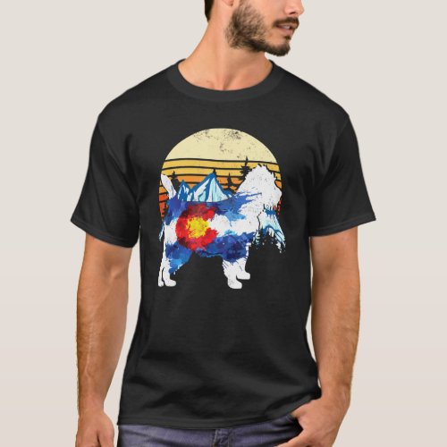 Vintage Cairn Terrier Dog Colorado Flag Sunset Ret T_Shirt