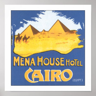 Vintage Cairo Egypt Hotel Travel Poster Print