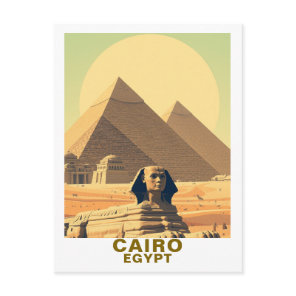 Vintage Cairo Egypt Pyramids & Sphinx Travel Postcard