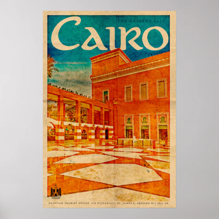 Vintage Cairo Hotel Travel Poster Poster A3 A2  Reprint
