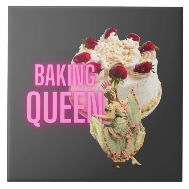 Vintage Cake Baking Queen  Ceramic Tile (Front)