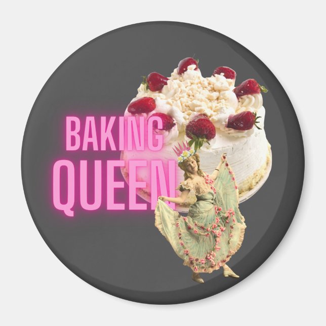 Vintage Cake Baking Queen Fridge Magnet (Front)