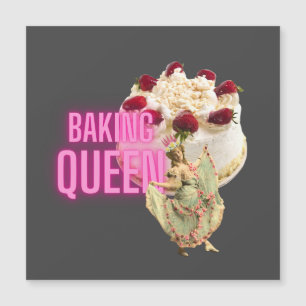 Vintage Cake Baking Queen Magnetic Square Card