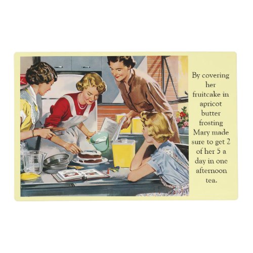 Vintage Cake Decorating Scene Funny Text Placemat