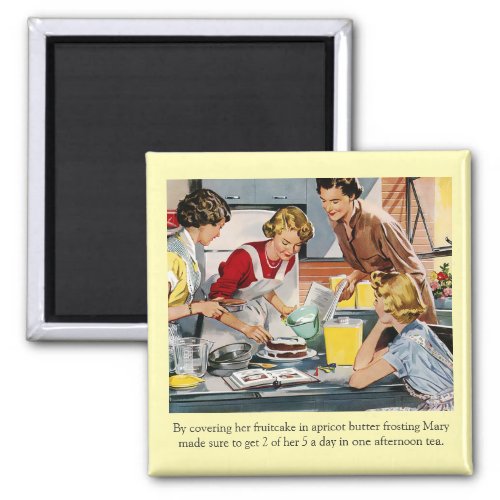 Vintage Cake Decorating Scene Magnet