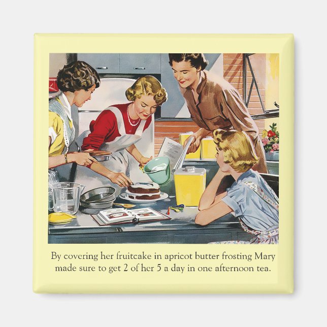 Vintage Cake Decorating Scene Magnet (Front)