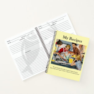 Vintage Cake Decorating Scene Recipes Notebook
