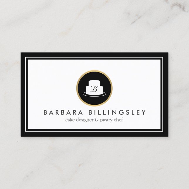 Vintage Cake Emblem Logo Bakery III Business Card (Front)