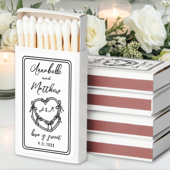Vintage Cake Hand Drawn Wedding Matchboxes (Vintage Cake Hand Drawn Wedding Matchboxes )