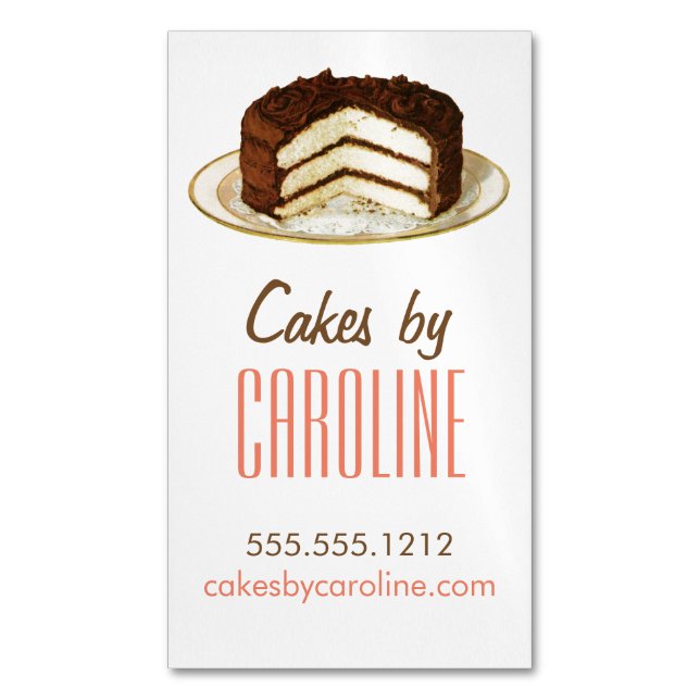Vintage Cake Magnetic Business Card (Front Vertical)