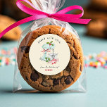 Vintage Cake mixer Bakers Holiday  Classic Round  Classic Round Sticker<br><div class="desc">Personalized "Baked with love" stickers are perfect for homemade Christmas gifts featuring cute watercolor illustration of vintage cake mixer piping bag in peach background.</div>