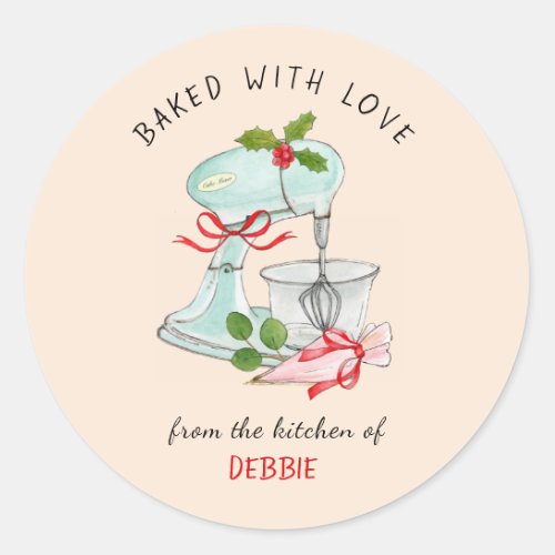Vintage Cake mixer Bakers Holiday  Classic Round S Classic Round Sticker