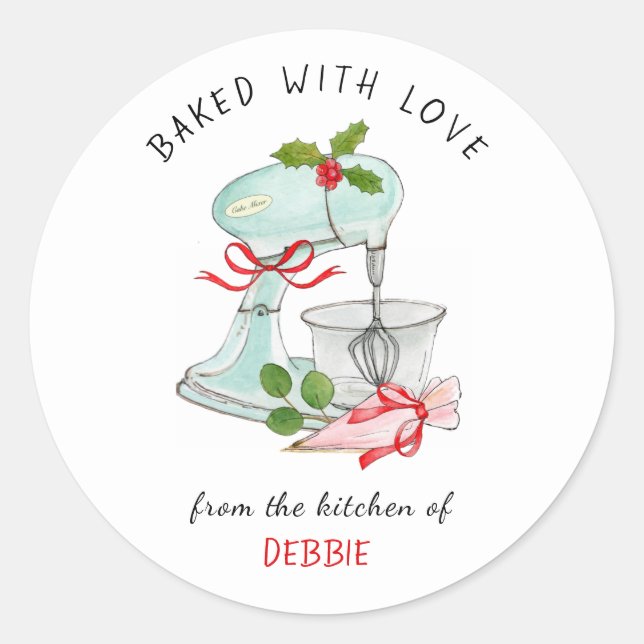 Vintage Cake mixer Bakers Holiday Classic Round Sticker (Front)
