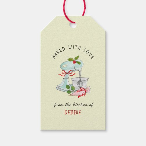 Vintage Cake mixer Holiday Bakers off white Gift Tags