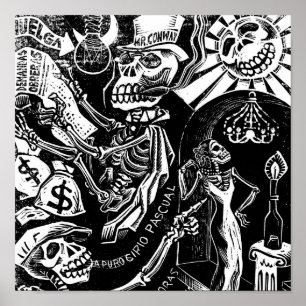 Vintage Calaveras. Circa 1936. Mexico. Poster