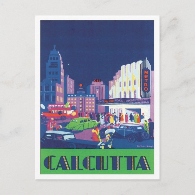 Vintage Calcutta Kolkata India Postcard (Front)